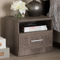 Baxton Studio MH5063-Oak-NS Gallia Modern and Contemporary Oak Brown Finished 1-Drawer Nightstand